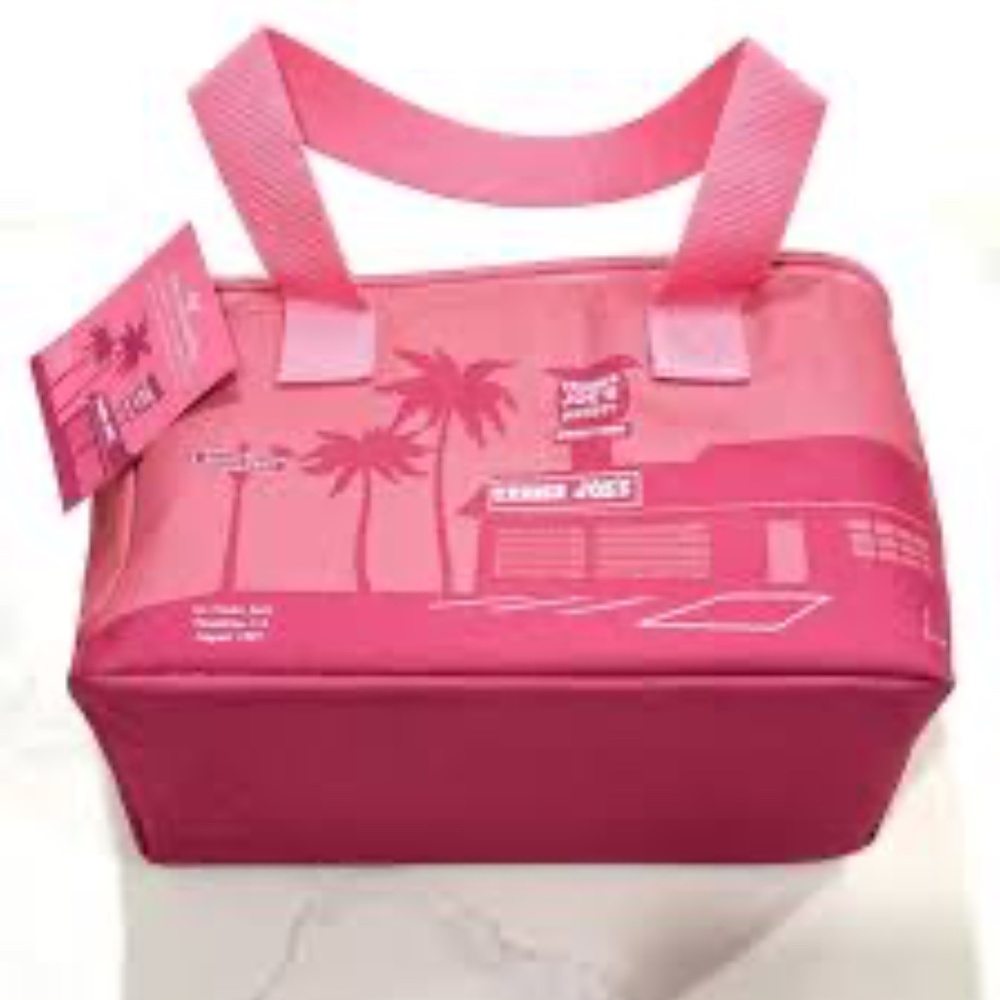 TRADER JOE'S MINI INSULATED PINK TOTE LUNCH COOLER BAG NWT - Picture 7 of 9